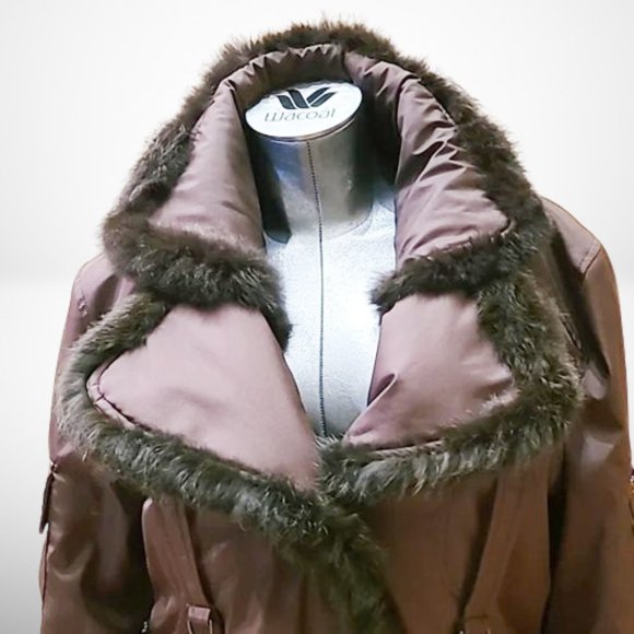 Christian Dior Vintage Winter Jacket in Chestnut Brown with Fur Trim size 40 / 8 - Picture 3 of 15